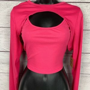 One Step Up Pink Crop Top Combo Shirt Plus Size JUNIORS 3X NWT